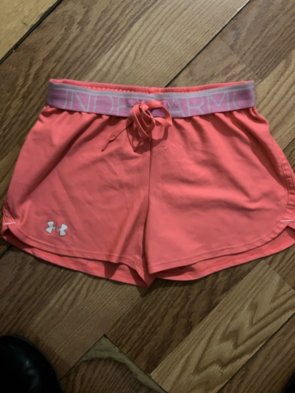 Under Armour Coral Pink Women's Athletic Shorts with Logo Waistband